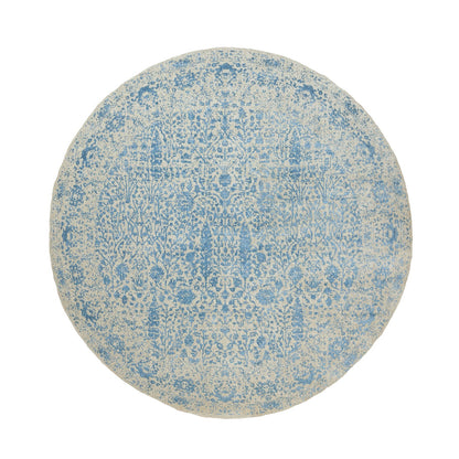 Transitional Wool & Silk Hand Loomed Rug Blue No Border 9.10X9.10 -O062066