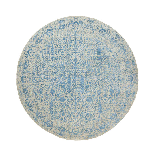 Transitional Wool & Silk Hand Loomed Rug Blue No Border 9.10X9.10 -O062066