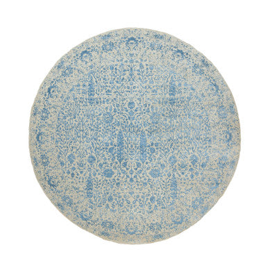 Transitional Wool & Silk Hand Loomed Rug Blue No Border 9.10X9.10 -O062066