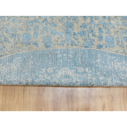 Transitional Wool & Silk Hand Loomed Rug Blue No Border 9.10X9.10 -O062066