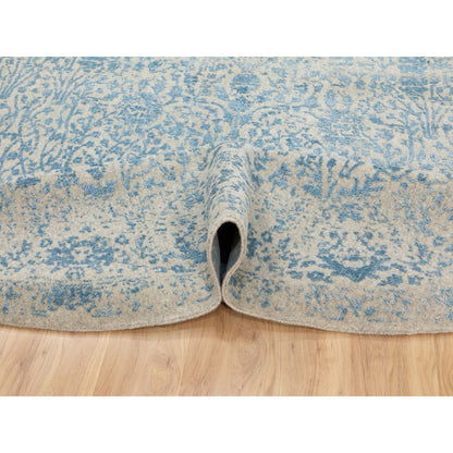 Transitional Wool & Silk Hand Loomed Rug Blue No Border 9.10X9.10 -O062066