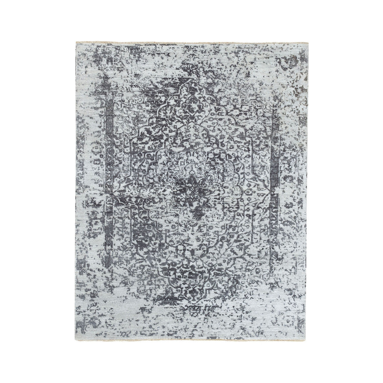Gray 5'3" x 7'0" Transitional & Pure Hand knotted Wool/Silk Rug - Sku: O062068