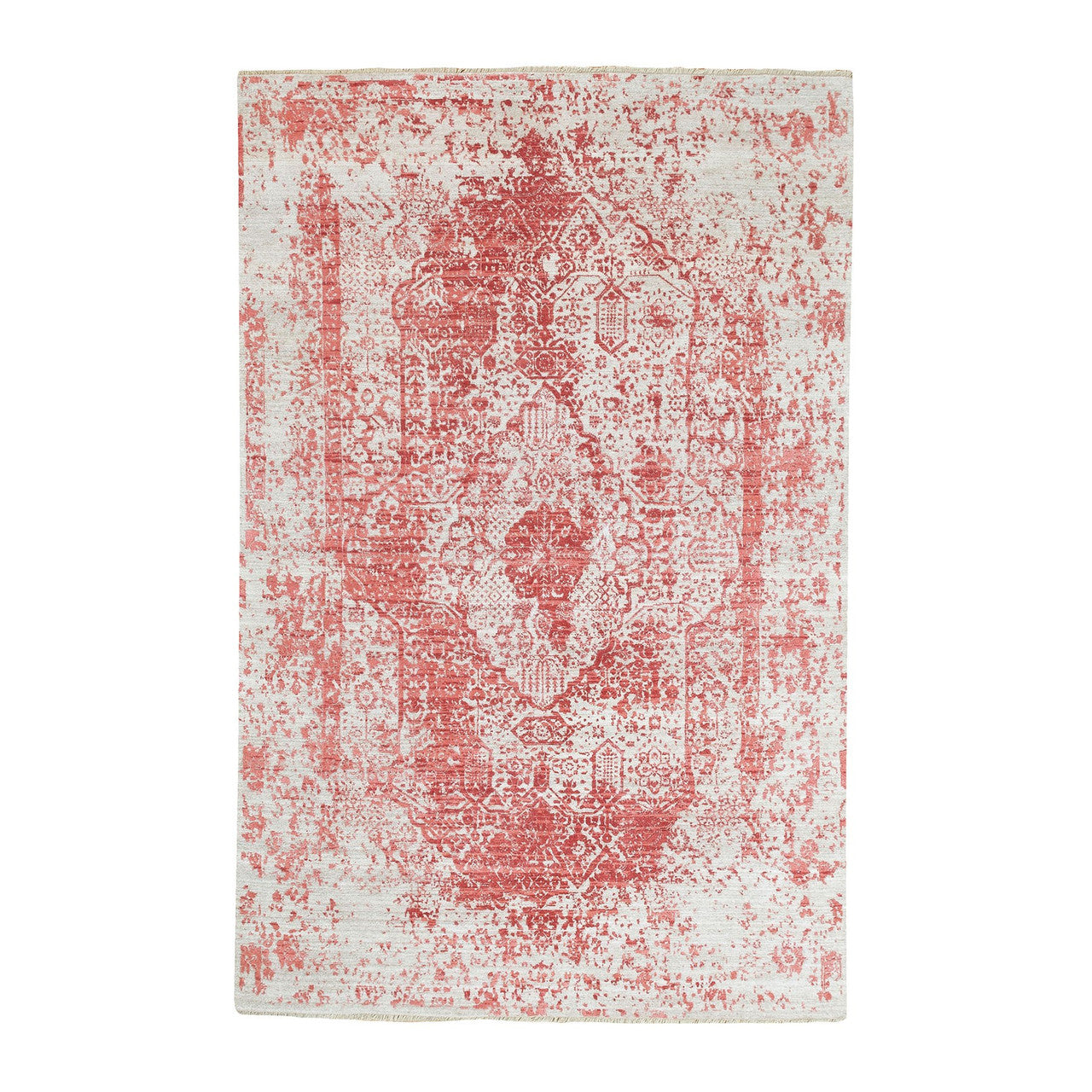 Pink 6'0" x 9'2" Transitional & Pure Hand knotted Wool/Silk Rug - Sku: O062069