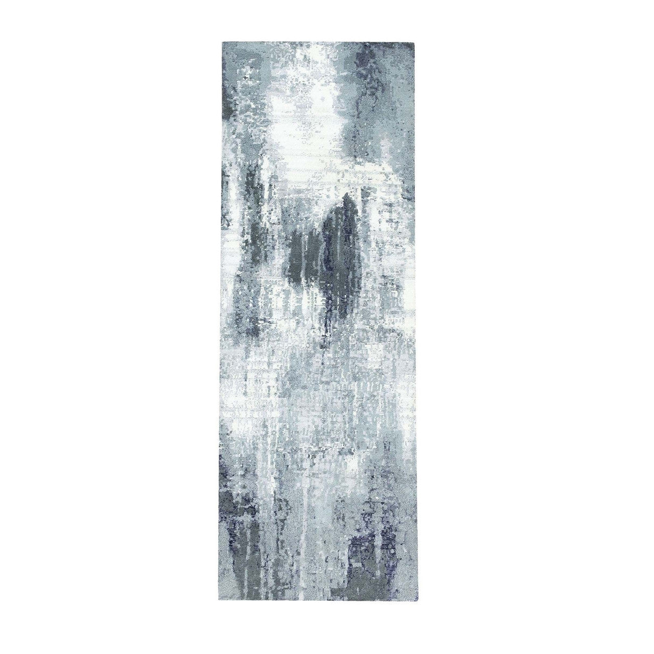 Ivory 2'5" x 8'0" Modern and Contemporary Hand knotted Wool/Silk Rug - Sku: O062070