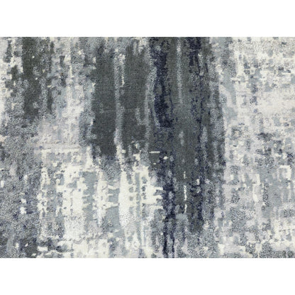 Modern and Contemporary Wool & Silk Hand Knotted Rug Ivory No Border 2.5X8.0 -O062070