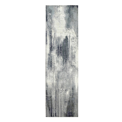 Modern and Contemporary Wool & Silk Hand Knotted Rug Ivory No Border 2.6X10.0 -O062071