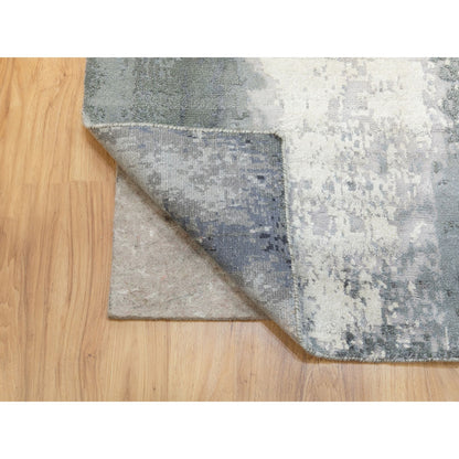 Modern and Contemporary Wool & Silk Hand Knotted Rug Ivory No Border 2.6X10.0 -O062071