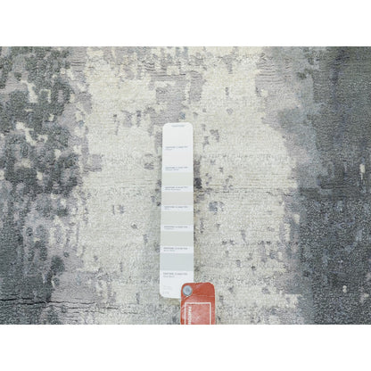Modern and Contemporary Wool & Silk Hand Knotted Rug Ivory No Border 2.6X10.0 -O062071