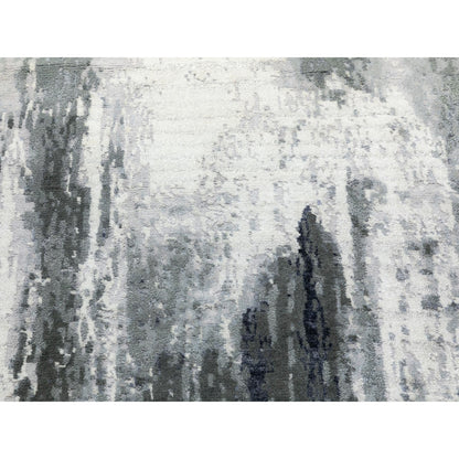 Modern and Contemporary Wool & Silk Hand Knotted Rug Ivory No Border 2.6X10.0 -O062071