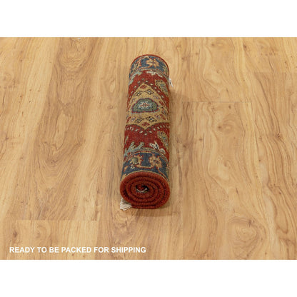 Heriz Wool Hand Knotted Rug Red Navy Blue 2.1X3.0 -O062090