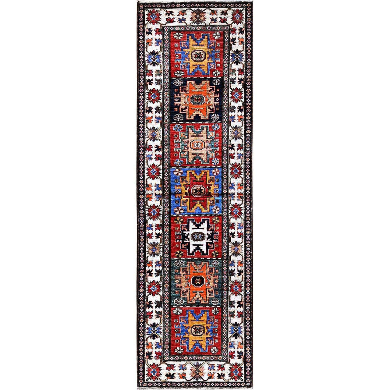 Kazak Wool Hand Knotted Rug Red 2.8x9.2 -O0620