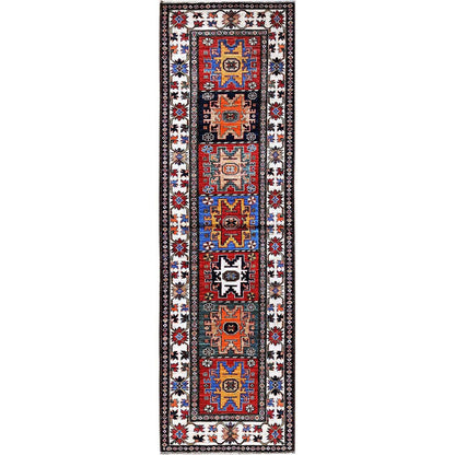 Kazak Wool Hand Knotted Rug Red 2.8x9.2 -O0620