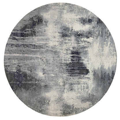 Modern and Contemporary Wool & Silk Hand Knotted Rug Ivory No Border 11.10X12.0 -O062100