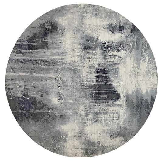 Modern and Contemporary Wool & Silk Hand Knotted Rug Ivory No Border 11.10X12.0 -O062100