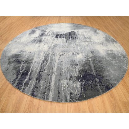 Modern and Contemporary Wool & Silk Hand Knotted Rug Ivory No Border 11.10X12.0 -O062100