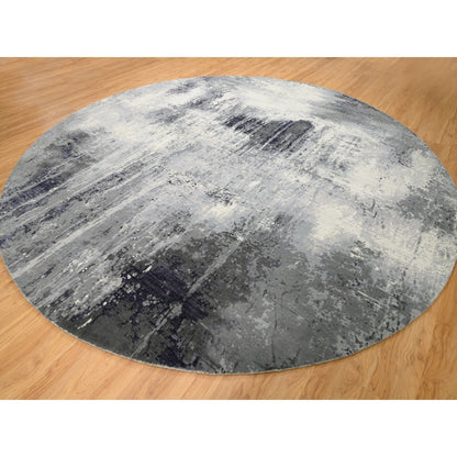 Modern and Contemporary Wool & Silk Hand Knotted Rug Ivory No Border 11.10X12.0 -O062100