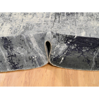 Modern and Contemporary Wool & Silk Hand Knotted Rug Ivory No Border 11.10X12.0 -O062100