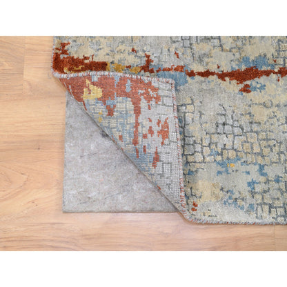 Modern and Contemporary Wool & Silk Hand Knotted Rug Grey No Border 2.6X5.10 -O062111