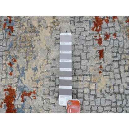 Modern and Contemporary Wool & Silk Hand Knotted Rug Grey No Border 2.6X5.10 -O062111