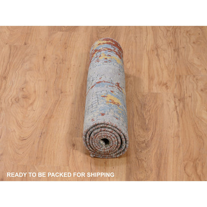 Modern and Contemporary Wool & Silk Hand Knotted Rug Grey No Border 2.6X5.10 -O062111