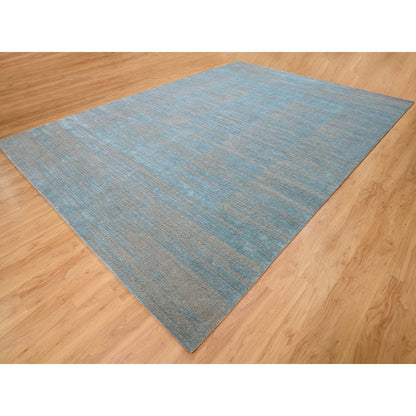 Hand-Loomed Wool Hand Loomed Rug Blue No Border 9.11X13.11 -O062117