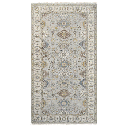 Heriz Wool Hand Knotted Rug Grey Ivory 6.2X11.8 -O062136