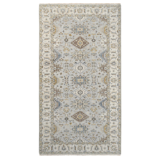 Heriz Wool Hand Knotted Rug Grey Ivory 6.2X11.8 -O062136