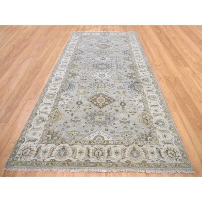 Heriz Wool Hand Knotted Rug Grey Ivory 6.2X11.8 -O062136