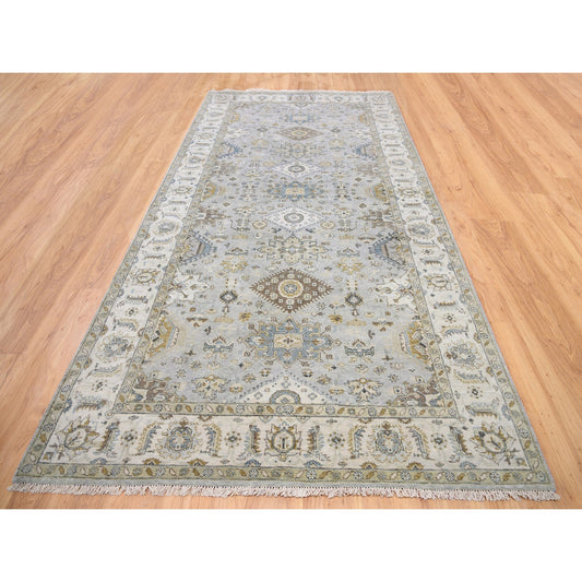 Heriz Wool Hand Knotted Rug Grey Ivory 6.2X11.8 -O062136