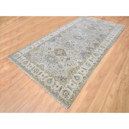 Heriz Wool Hand Knotted Rug Grey Ivory 6.2X11.8 -O062136