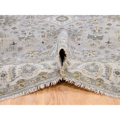 Heriz Wool Hand Knotted Rug Grey Ivory 6.2X11.8 -O062136