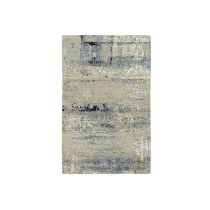 Modern and Contemporary Wool & Silk Hand Knotted Rug Ivory No Border 3.0X5.1 -O062154