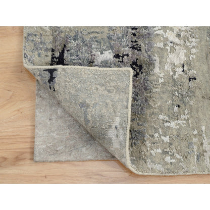 Modern and Contemporary Wool & Silk Hand Knotted Rug Ivory No Border 3.0X5.1 -O062154
