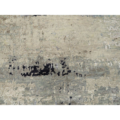 Modern and Contemporary Wool & Silk Hand Knotted Rug Ivory No Border 3.0X5.1 -O062154