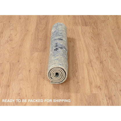 Modern and Contemporary Wool & Silk Hand Knotted Rug Ivory No Border 3.0X5.1 -O062154