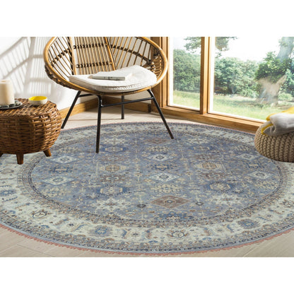 Heriz Wool Hand Knotted Rug Grey Ivory 14.0X14.0 -O062163