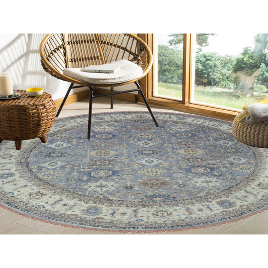 Heriz Wool Hand Knotted Rug Grey Ivory 14.0X14.0 -O062163