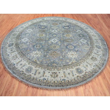 Heriz Wool Hand Knotted Rug Grey Ivory 14.0X14.0 -O062163