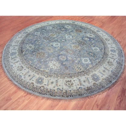 Heriz Wool Hand Knotted Rug Grey Ivory 14.0X14.0 -O062163