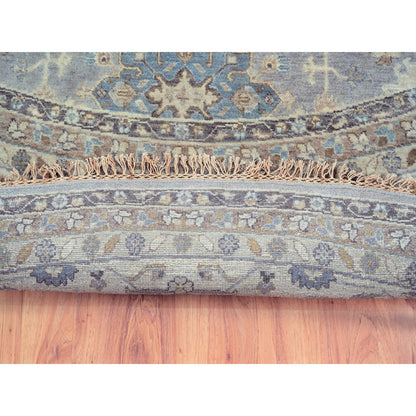 Heriz Wool Hand Knotted Rug Grey Ivory 14.0X14.0 -O062163