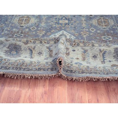 Heriz Wool Hand Knotted Rug Grey Ivory 14.0X14.0 -O062163
