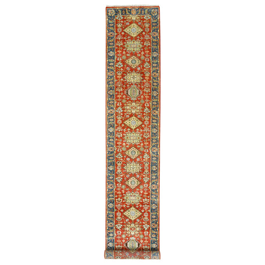 Heriz Wool Hand Knotted Rug Red Blue 2.6X15.10 -O062165