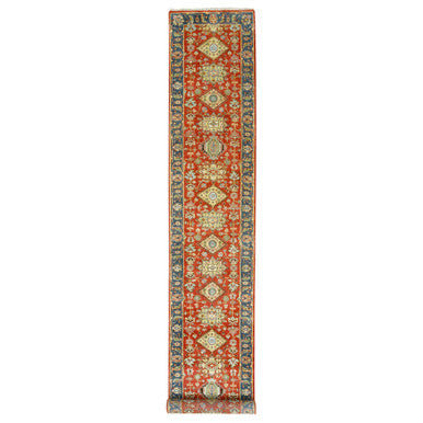 Heriz Wool Hand Knotted Rug Red Blue 2.6X15.10 -O062165