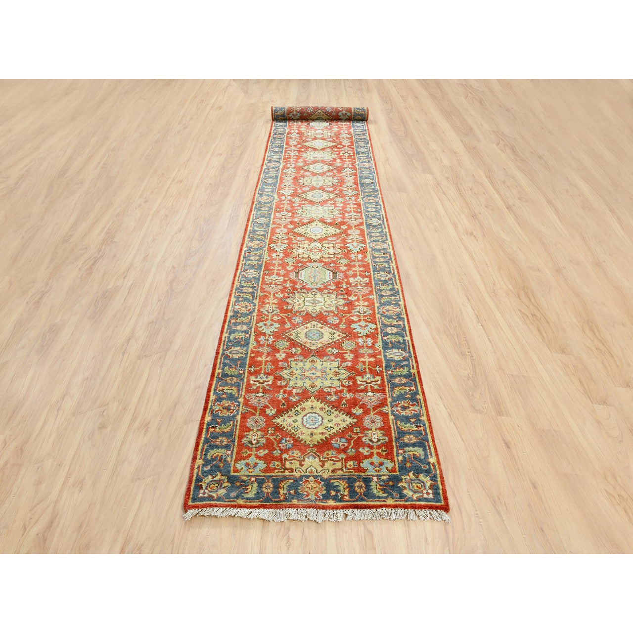 Red 2'6" x 15'10" Heriz Hand knotted Wool Rug - Sku: O062165