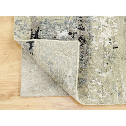 Modern and Contemporary Wool & Silk Hand Knotted Rug Ivory No Border 3.0X5.0 -O062167