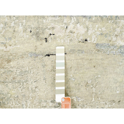 Modern and Contemporary Wool & Silk Hand Knotted Rug Ivory No Border 3.0X5.0 -O062167