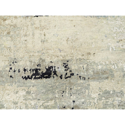 Modern and Contemporary Wool & Silk Hand Knotted Rug Ivory No Border 3.0X5.0 -O062167