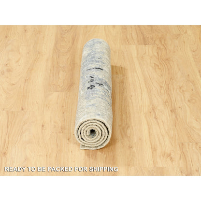 Modern and Contemporary Wool & Silk Hand Knotted Rug Ivory No Border 3.0X5.0 -O062167