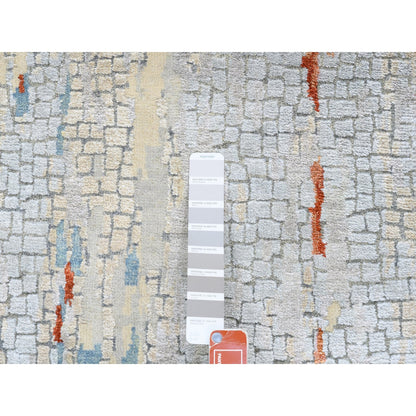 Modern and Contemporary Wool & Silk Hand Knotted Rug Grey No Border 2.7X20.0 -O062172