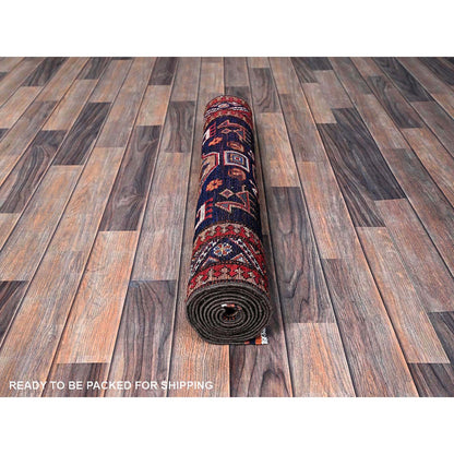 Kazak Wool Hand Knotted Rug Blue 2.9x8.4 -O0621